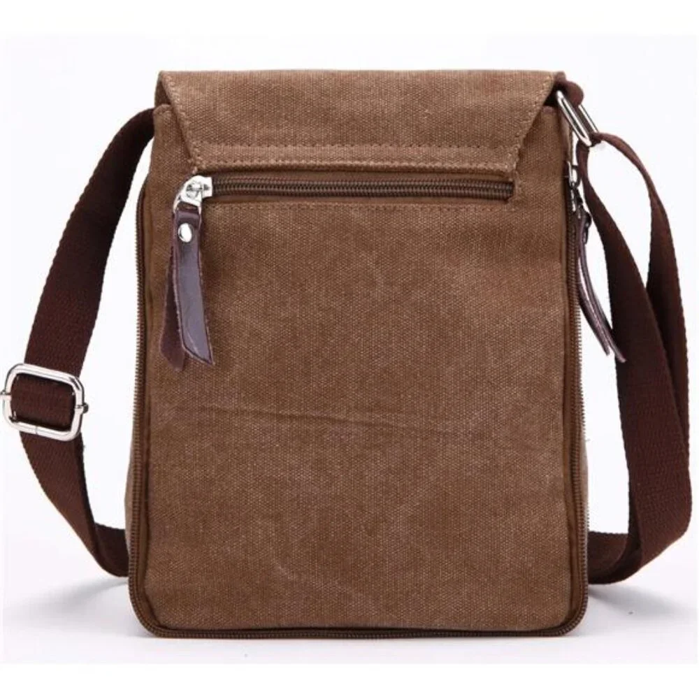 Small Vintage Canvas Leather Messenger Crossbody Bag Pack Organizer